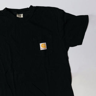 Woven Pocket Label T Shirt - Black
